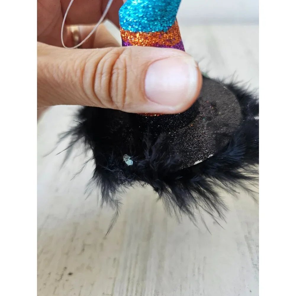 Pier 1 Witch hat feather sparkle ornament Xmas purple blue tree as‎ is